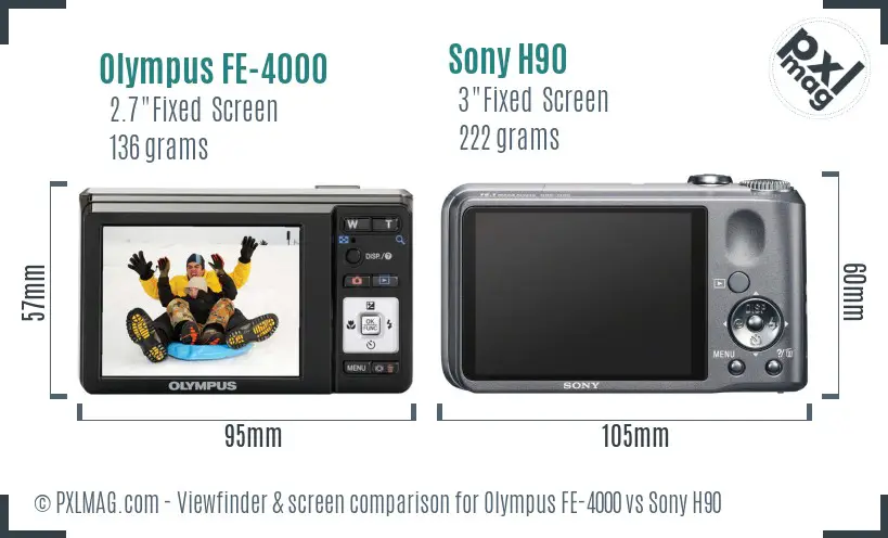 Olympus FE-4000 vs Sony H90 Screen and Viewfinder comparison