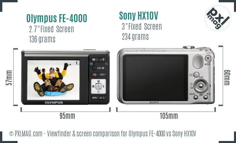 Olympus FE-4000 vs Sony HX10V Screen and Viewfinder comparison