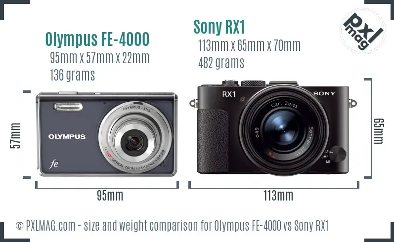 Olympus FE-4000 vs Sony RX1 size comparison
