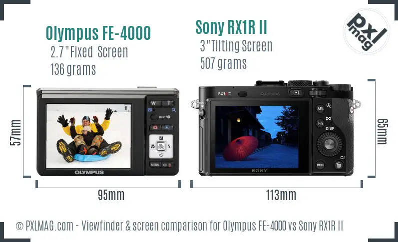 Olympus FE-4000 vs Sony RX1R II Screen and Viewfinder comparison Olympus FE-4000 vs Sony RX1R II Screen and Viewfinder comparison