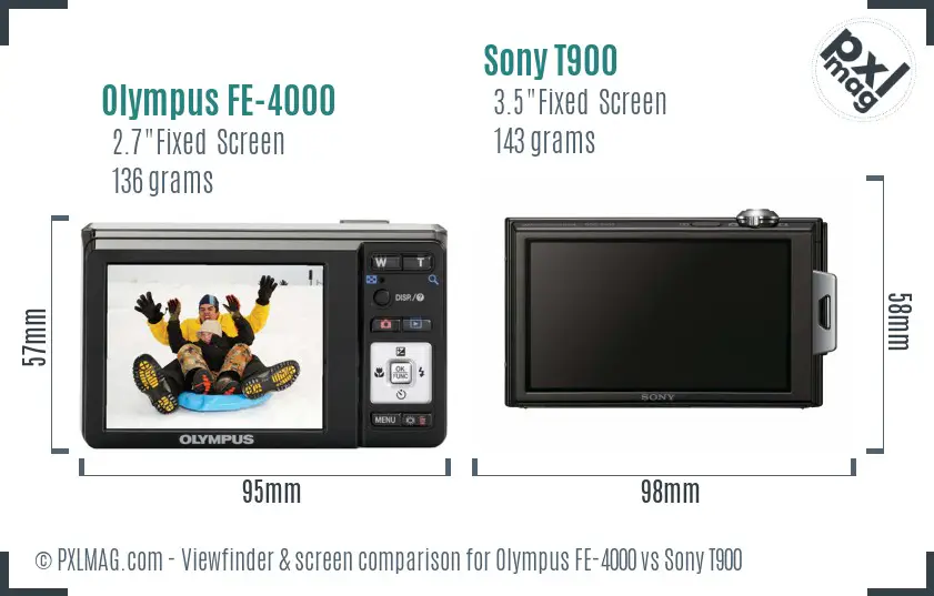 Olympus FE-4000 vs Sony T900 Screen and Viewfinder comparison Olympus FE-4000 vs Sony T900 Screen and Viewfinder comparison