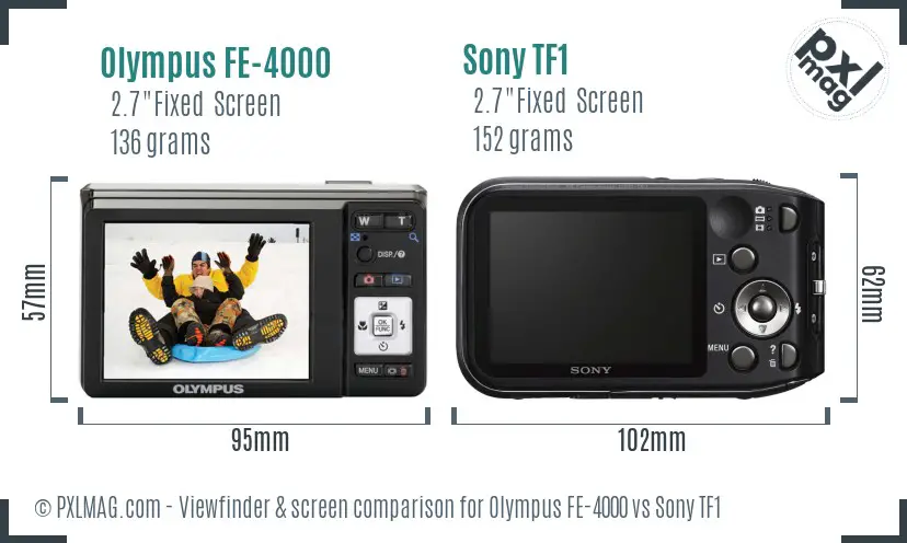 Olympus FE-4000 vs Sony TF1 Screen and Viewfinder comparison