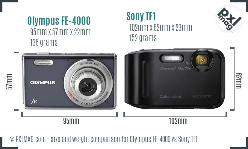 Olympus FE-4000 vs Sony TF1 size comparison