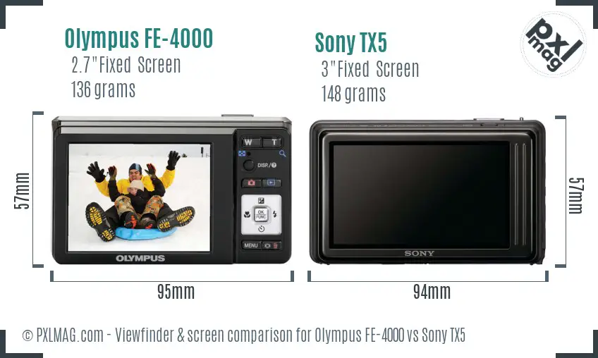 Olympus FE-4000 vs Sony TX5 Screen and Viewfinder comparison
