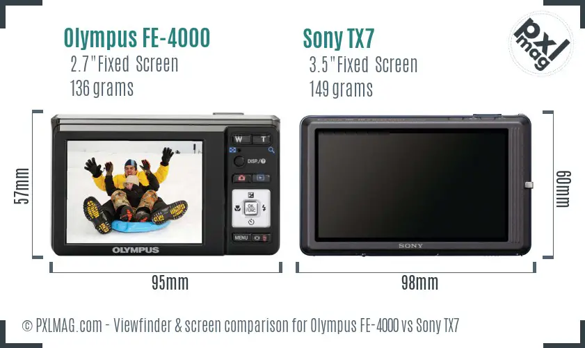 Olympus FE-4000 vs Sony TX7 Screen and Viewfinder comparison