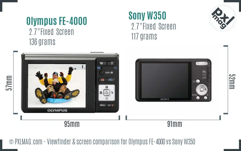 Olympus FE-4000 vs Sony W350 Screen and Viewfinder comparison