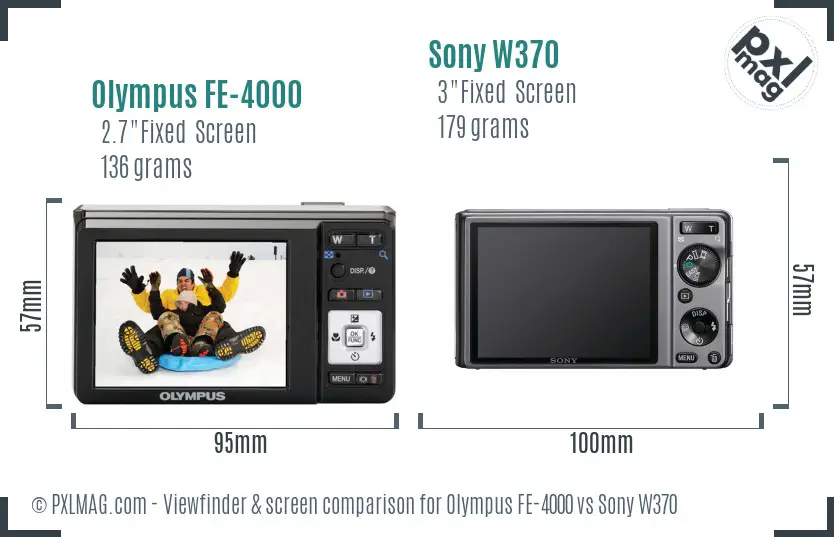 Olympus FE-4000 vs Sony W370 Screen and Viewfinder comparison