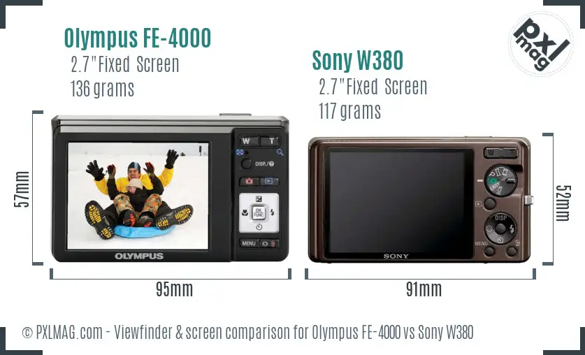 Olympus FE-4000 vs Sony W380 Screen and Viewfinder comparison