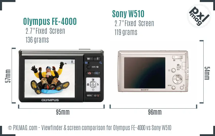 Olympus FE-4000 vs Sony W510 Screen and Viewfinder comparison