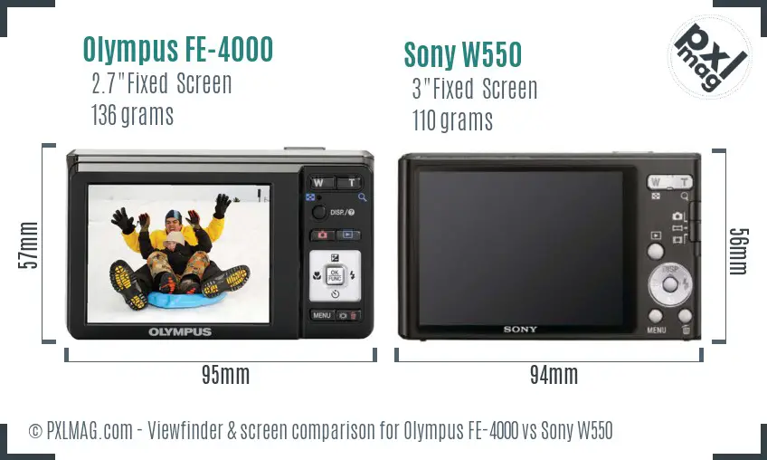 Olympus FE-4000 vs Sony W550 Screen and Viewfinder comparison