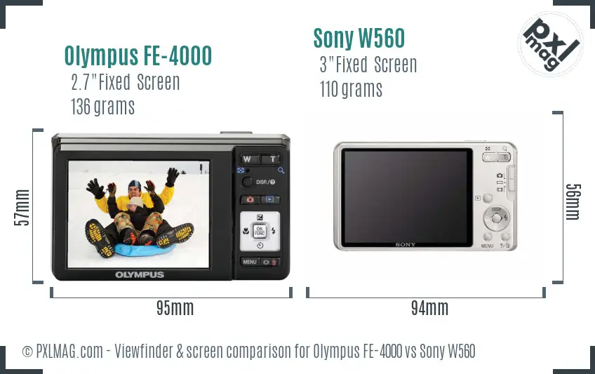 Olympus FE-4000 vs Sony W560 Screen and Viewfinder comparison