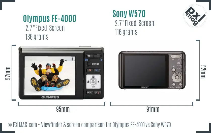 Olympus FE-4000 vs Sony W570 Screen and Viewfinder comparison