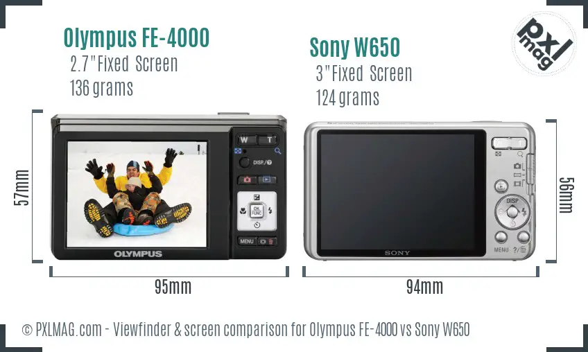 Olympus FE-4000 vs Sony W650 Screen and Viewfinder comparison