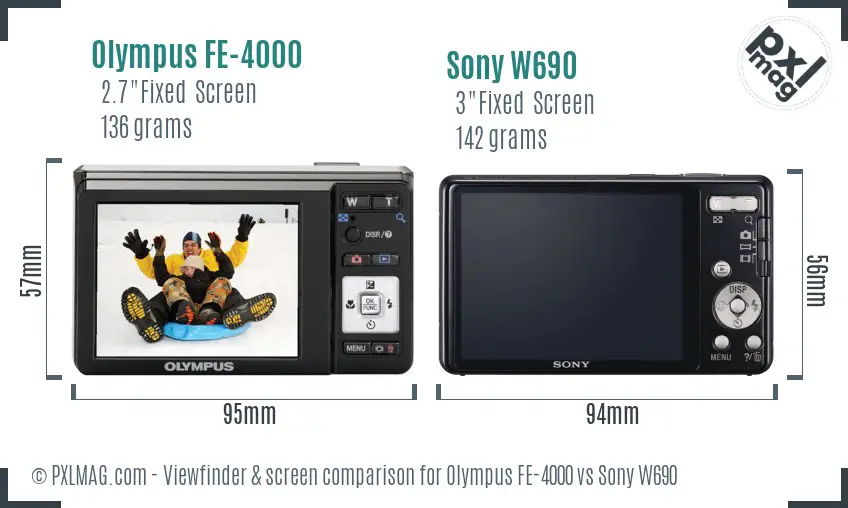 Olympus FE-4000 vs Sony W690 Screen and Viewfinder comparison