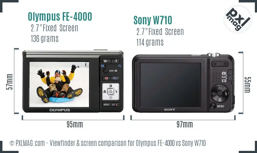 Olympus FE-4000 vs Sony W710 Screen and Viewfinder comparison
