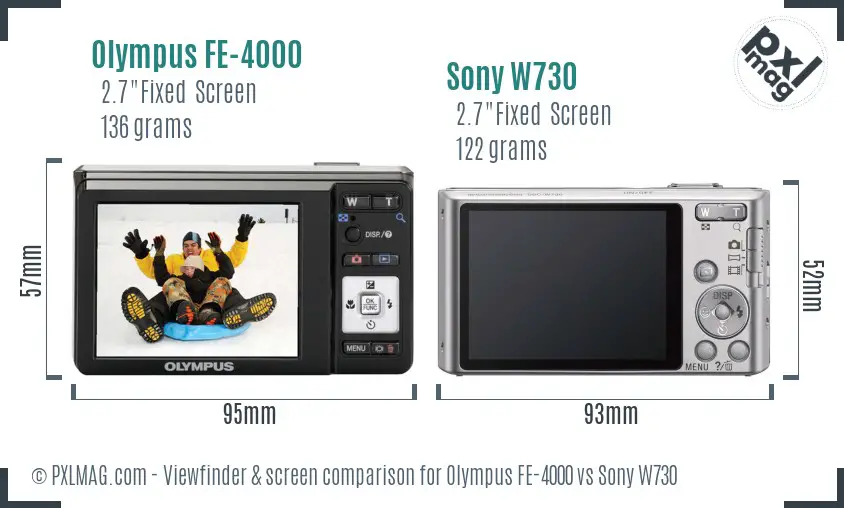 Olympus FE-4000 vs Sony W730 Screen and Viewfinder comparison