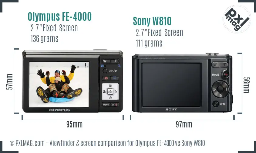 Olympus FE-4000 vs Sony W810 Screen and Viewfinder comparison