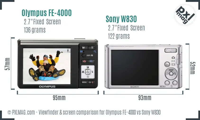 Olympus FE-4000 vs Sony W830 Screen and Viewfinder comparison