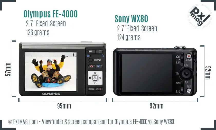 Olympus FE-4000 vs Sony WX80 Screen and Viewfinder comparison