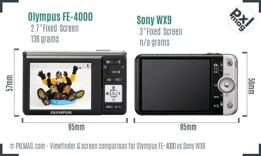 Olympus FE-4000 vs Sony WX9 Screen and Viewfinder comparison