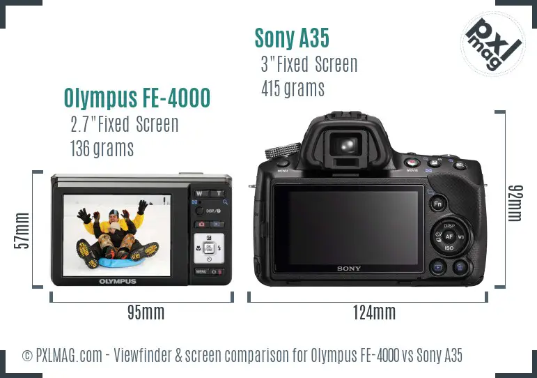 Olympus FE-4000 vs Sony A35 Screen and Viewfinder comparison