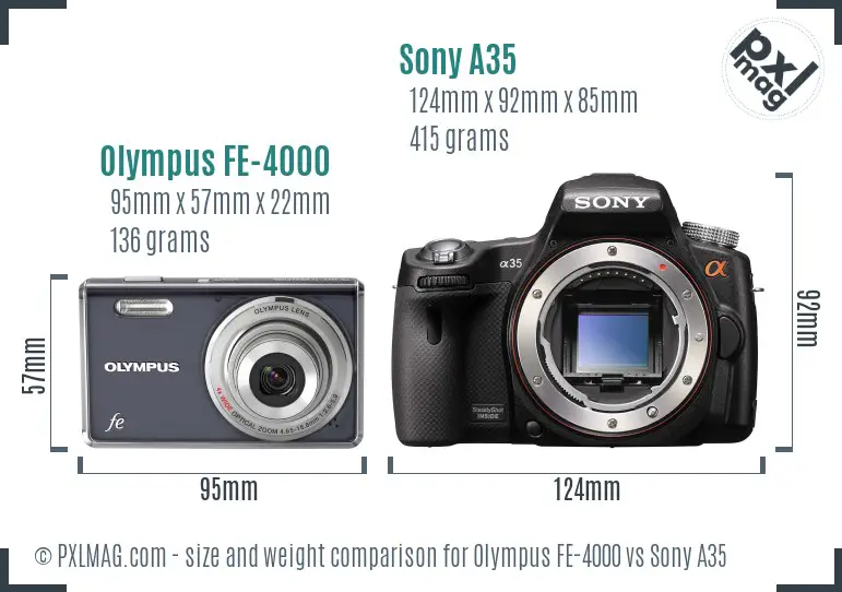 Olympus FE-4000 vs Sony A35 size comparison