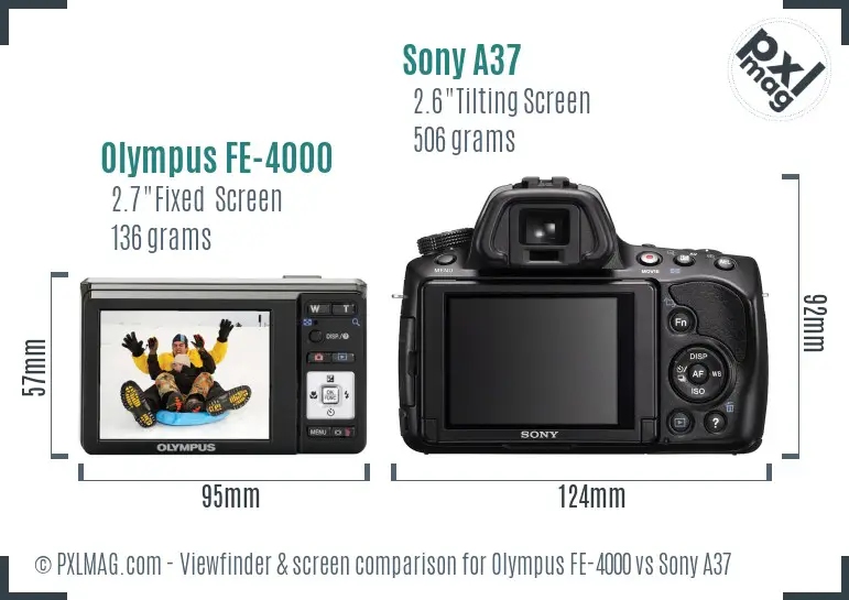 Olympus FE-4000 vs Sony A37 Screen and Viewfinder comparison