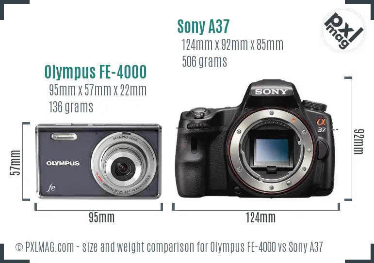 Olympus FE-4000 vs Sony A37 size comparison