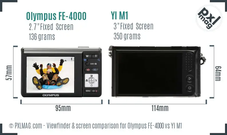 Olympus FE-4000 vs YI M1 Screen and Viewfinder comparison