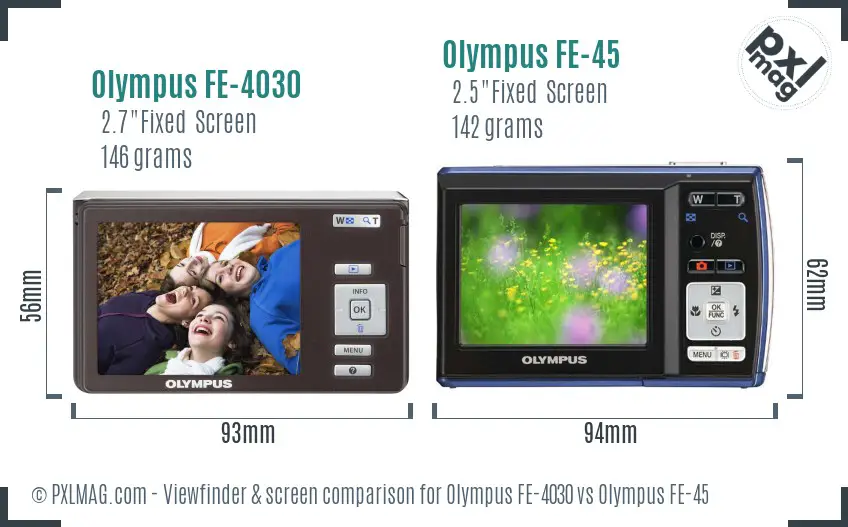 Olympus FE-4030 vs Olympus FE-45 Screen and Viewfinder comparison