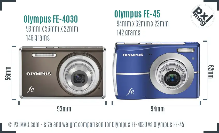 Olympus FE-4030 vs Olympus FE-45 size comparison