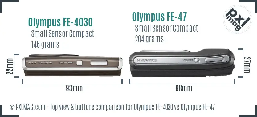 Olympus FE-4030 vs Olympus FE-47 top view buttons comparison