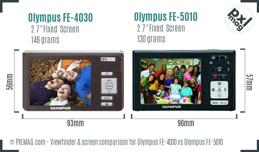 Olympus FE-4030 vs Olympus FE-5010 Screen and Viewfinder comparison