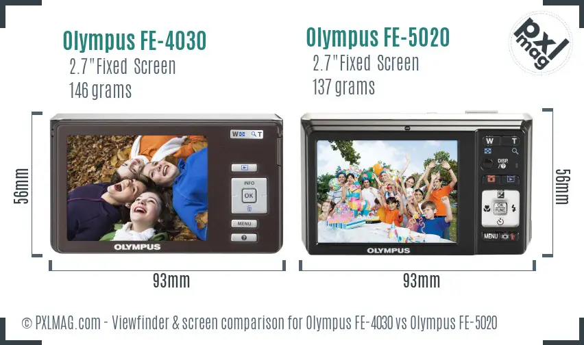 Olympus FE-4030 vs Olympus FE-5020 Screen and Viewfinder comparison