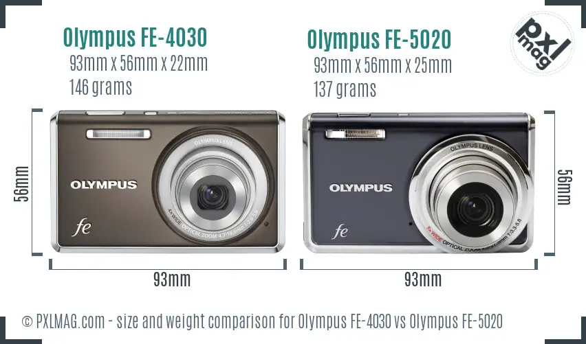 Olympus FE-4030 vs Olympus FE-5020 size comparison