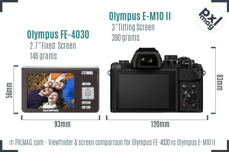 Olympus FE-4030 vs Olympus E-M10 II Screen and Viewfinder comparison