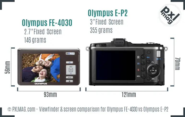 Olympus FE-4030 vs Olympus E-P2 Screen and Viewfinder comparison
