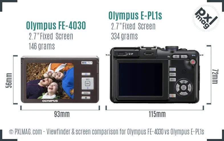 Olympus FE-4030 vs Olympus E-PL1s Screen and Viewfinder comparison
