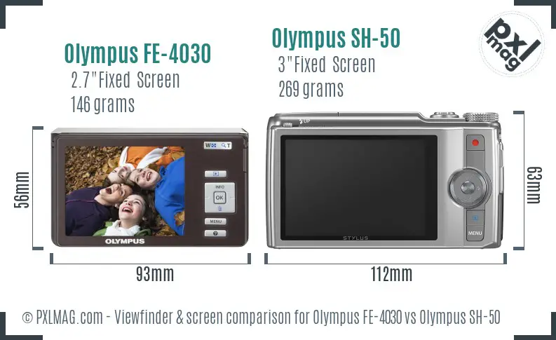 Olympus FE-4030 vs Olympus SH-50 Screen and Viewfinder comparison