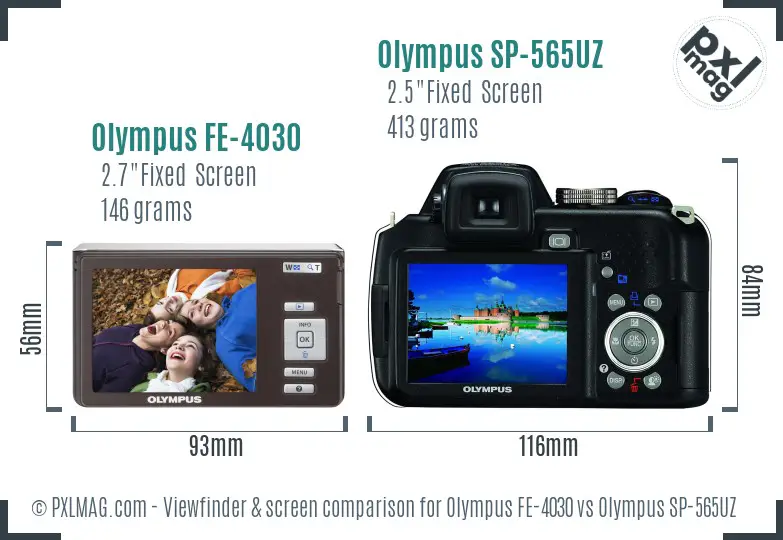 Olympus FE-4030 vs Olympus SP-565UZ Screen and Viewfinder comparison