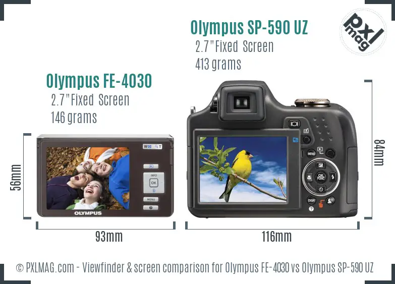 Olympus FE-4030 vs Olympus SP-590 UZ Screen and Viewfinder comparison