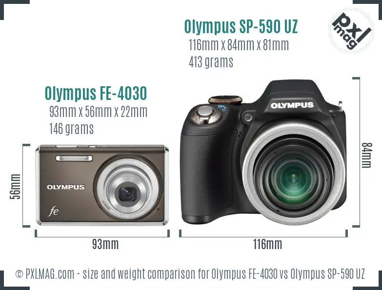Olympus FE-4030 vs Olympus SP-590 UZ size comparison