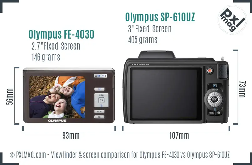 Olympus FE-4030 vs Olympus SP-610UZ Screen and Viewfinder comparison