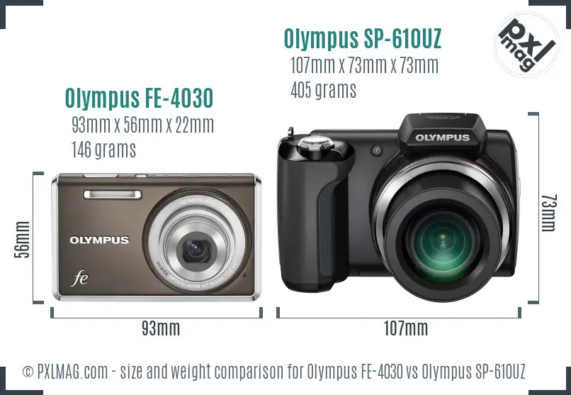 Olympus FE-4030 vs Olympus SP-610UZ size comparison
