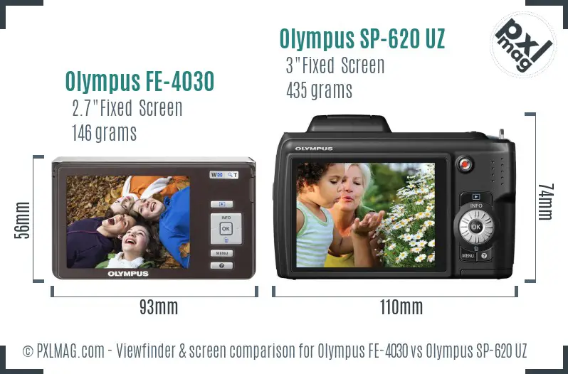 Olympus FE-4030 vs Olympus SP-620 UZ Screen and Viewfinder comparison