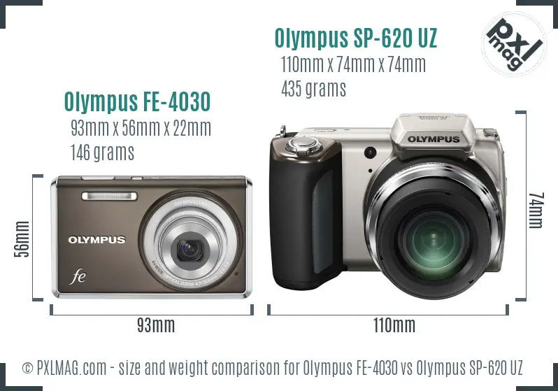Olympus FE-4030 vs Olympus SP-620 UZ size comparison