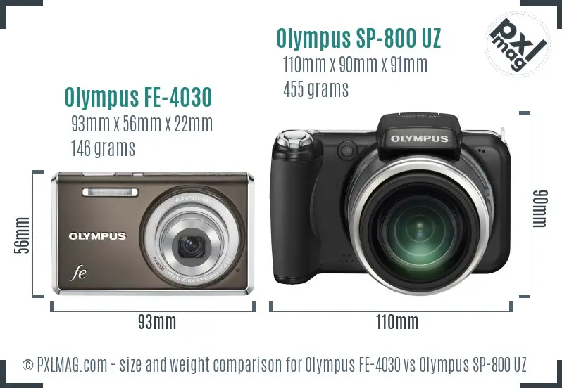 Olympus FE-4030 vs Olympus SP-800 UZ size comparison
