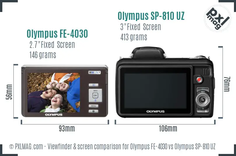 Olympus FE-4030 vs Olympus SP-810 UZ Screen and Viewfinder comparison