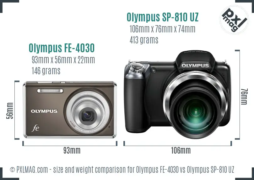 Olympus FE-4030 vs Olympus SP-810 UZ size comparison