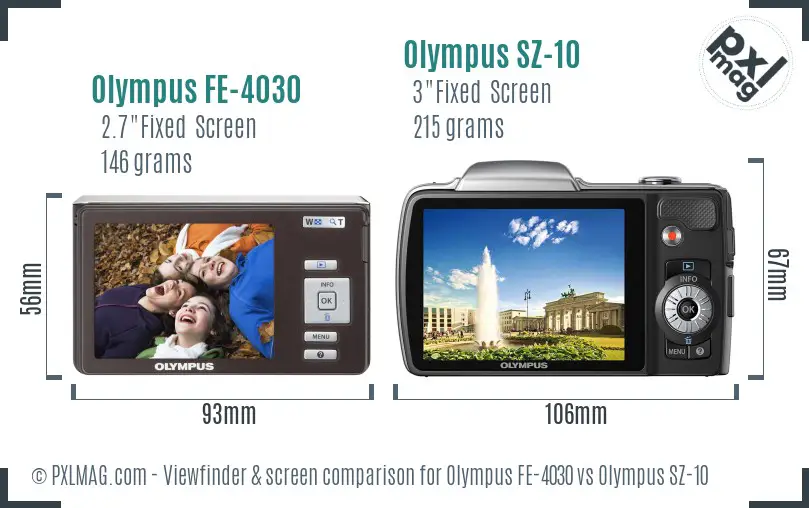 Olympus FE-4030 vs Olympus SZ-10 Screen and Viewfinder comparison